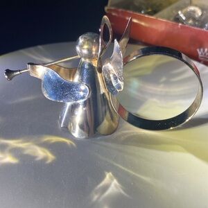 Vintage 1980 Set of 4 Royal Silver silver-plated trumpeting angels napkin rings